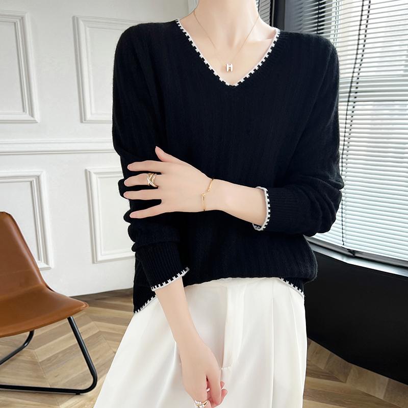 Dámský kašmírový svetr Qinghe kašmír 30% kašmír 70% vlna podzimní a zimní kašmírový svetr měkký a teplý