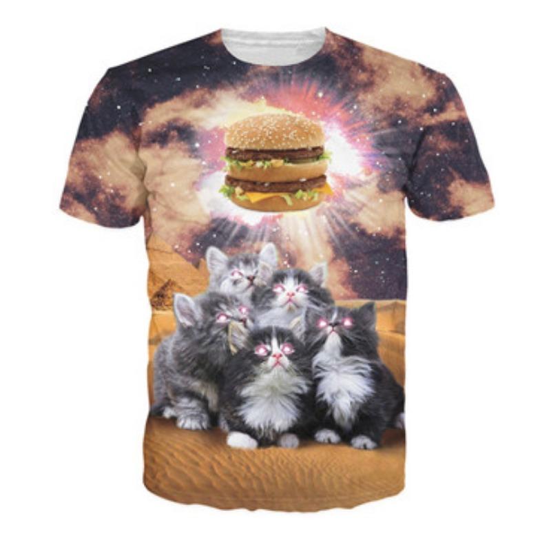 Cute 3d Printed Cat T Shirt For Men Summer Spring Short Sleeves Tops Street Oversized Tees Funny Animal Cats Graphic T-shirt
