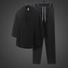 Vintage Button Tops Mens Two Piece Set Summer Casual Shirt and Pants Suits Outfit for Men Solid Color Tracksuit Leisure Clothing