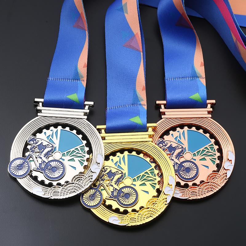 Customized Metal Medal For Cycling Competition Gold Silver Bronze Honor Team School Activity Home Decoration Neck Hanging 1Pc