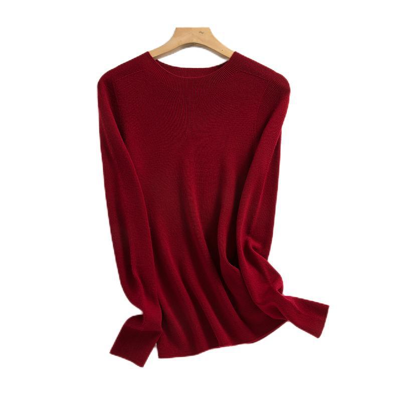 Machine washable wool sweater women's worsted 0 pure wool seamless integrated sweater autumn new slim-fit knitted bottoming shirt