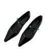 Sheepskin Version French One-word Buckle with Thick Heel Inner Height Increase Mary Jane Women's Shoes Pointed Single Shoes Light Mouth Commuter Hig