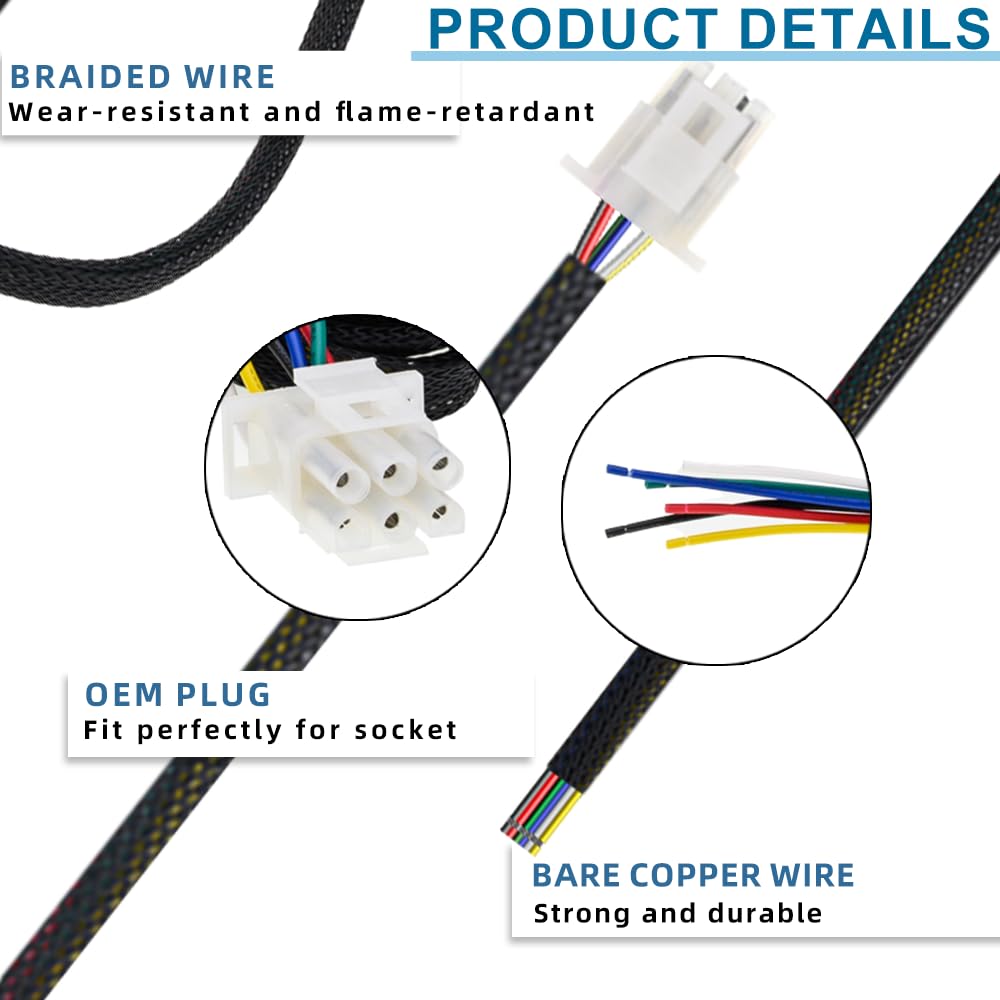 6 pin Leer Truck Cap Wiring Harness with Fuse Box Tag for Leer Camper Shell Truck Topper Wiring, Power for 3rd Brake Light/Dome Light/Lock and