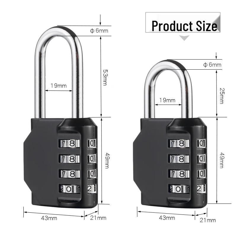 Haistik GNY-51 4-Digit Long Shackle Combination Padlock