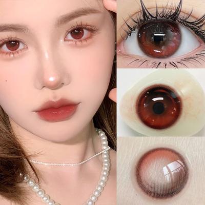 Mill Creek Halloween Red Contact Lens with Grade 2PCS 14.5MM Halloween Vampire Anime Natural Cosmetic Contact Lenses for Eyes Cosplay Contacts
