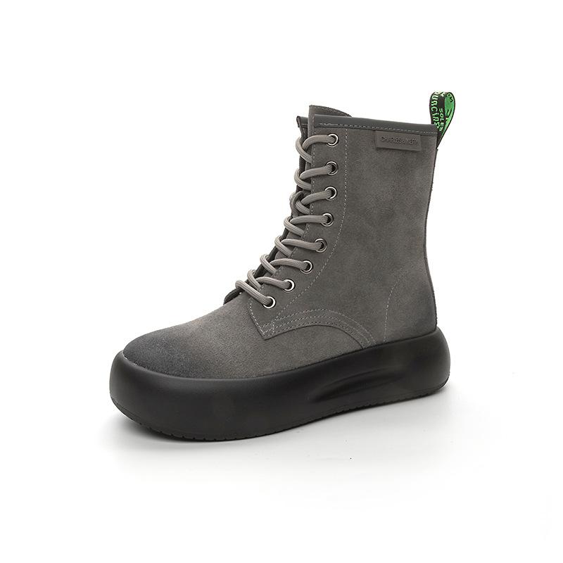 

Женские кожаные ботинки Martin с толстой подошвой 40 серый