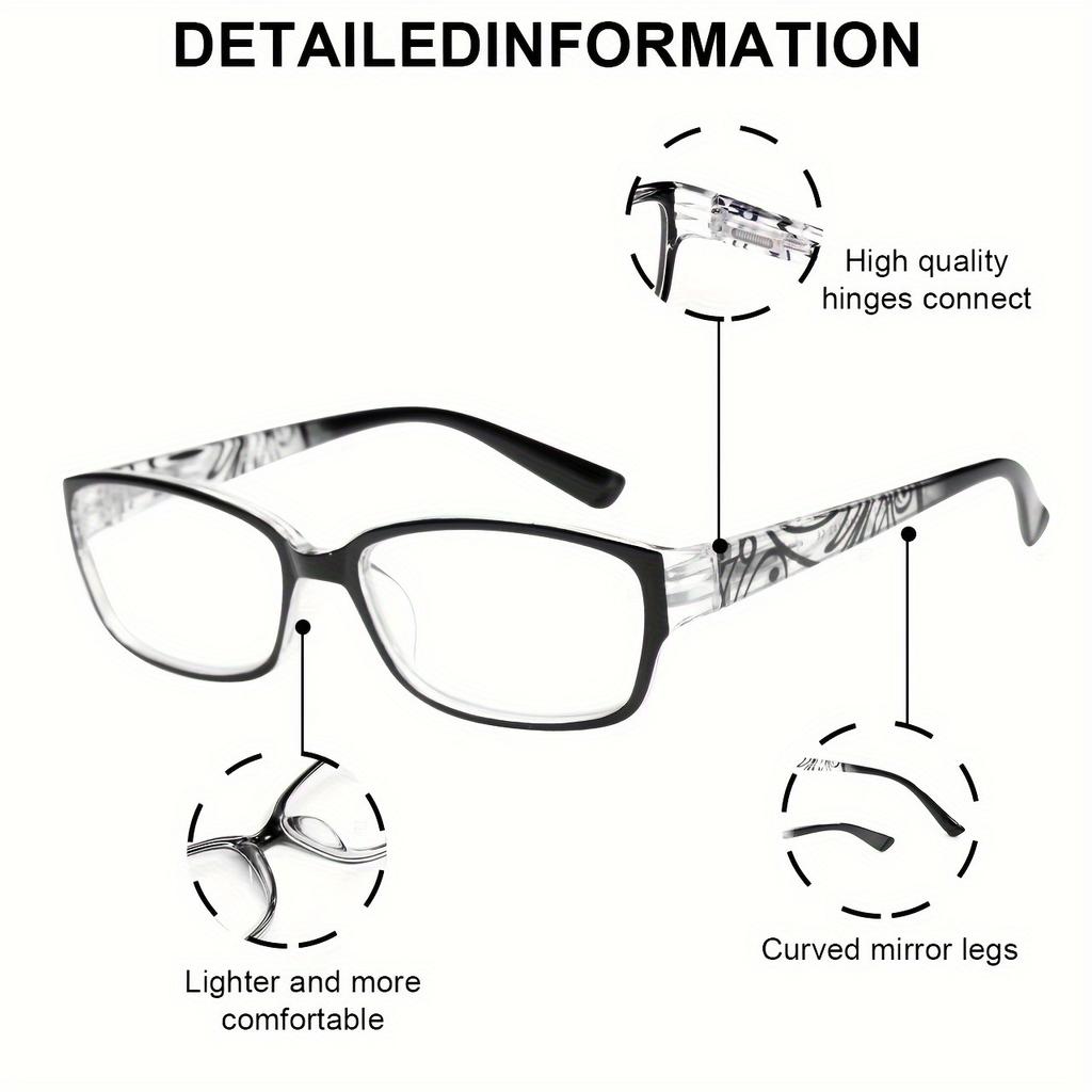 Square Frame HD Reading Glasses for Women - Ultra-Light, Spring Hinges, Ideal for Middle-Aged & Elderly, Standard PD