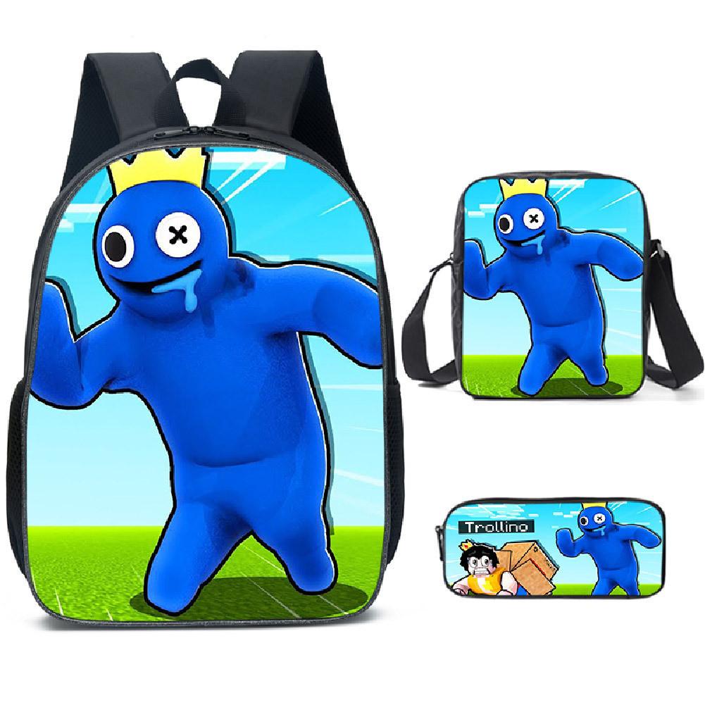 Rainbow Friends Cartoon Backpack With Breathable Air Cushion Straps For Kids Daily Use