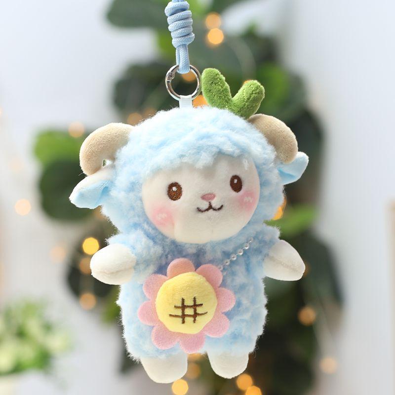 Soft Fluffy Lamb Plush Keychain with Necklace Durable Backpack Charm for Kids Birthday Holiday Souvenirs