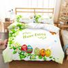 Cartoon Rabbit Duvet Cover Set Twin Queen Colorful Eggs Bedding Set Microfiber Floral Comforter Cover For Girls Boys Easter Gift