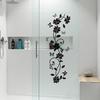 Yousheng Schwarze Blume Schmetterling Glasaufkleber Wasserdichtes PVC Abnehmbar Selbstklebend Badezimmer Wand Tür Blumenkunst Dekorative Aufkleber