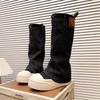 Thick-soled stacking boots, locomotive boots, women's summer and autumn 2025 new trouser boots, western cowboy cloth cover feet, short boots tide