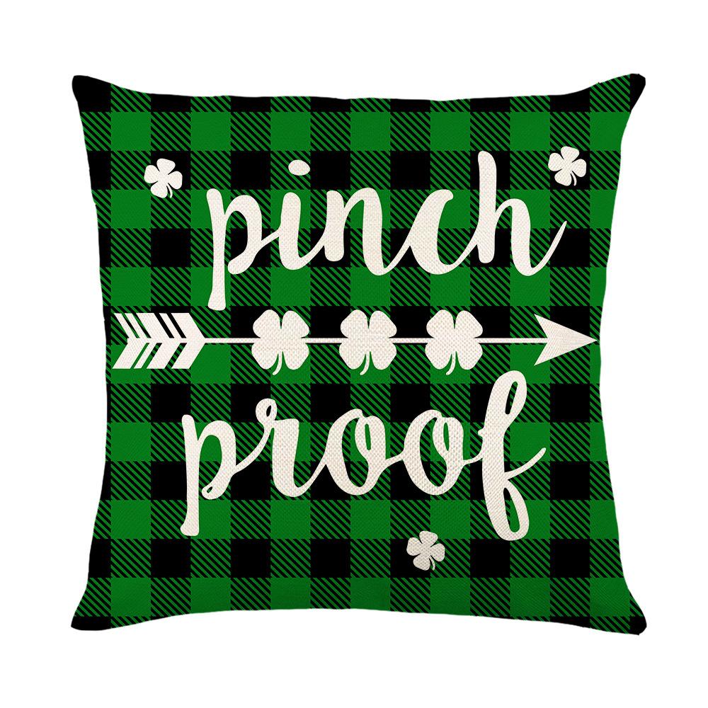 Combination Festival Cushion St. Patrick's Day Cushion Green Plaid Four-leaf Clover Sofa Cushion