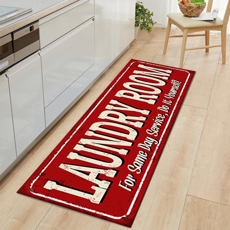 For Laundry, Long Foot Mats, Kitchen Mats, Letter Water-Absorbing Oil-Absorbing Floor Mats, Dirt-Resistant And Non-Slip Washing Machine Mats