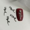 10Pcs 3D Rose Nail Art Ornament Alloy Nail Art Charms Diy Craft For Nail Decoration Silver Retro Flower Nail Charm Jewelry Salon