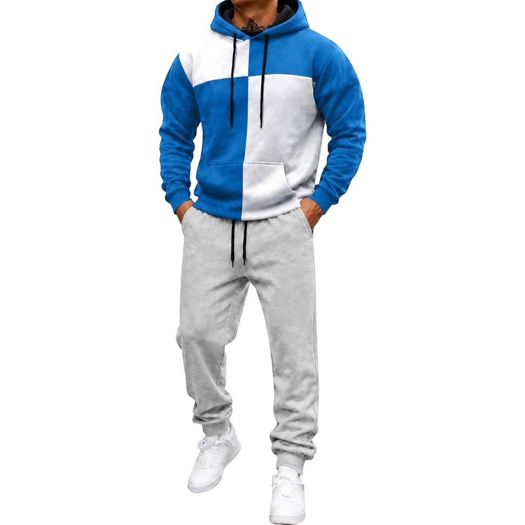 Men's Printed Hooded Sweatshirt and Sweatpants 2 Piece Versatile Casual Sport Set