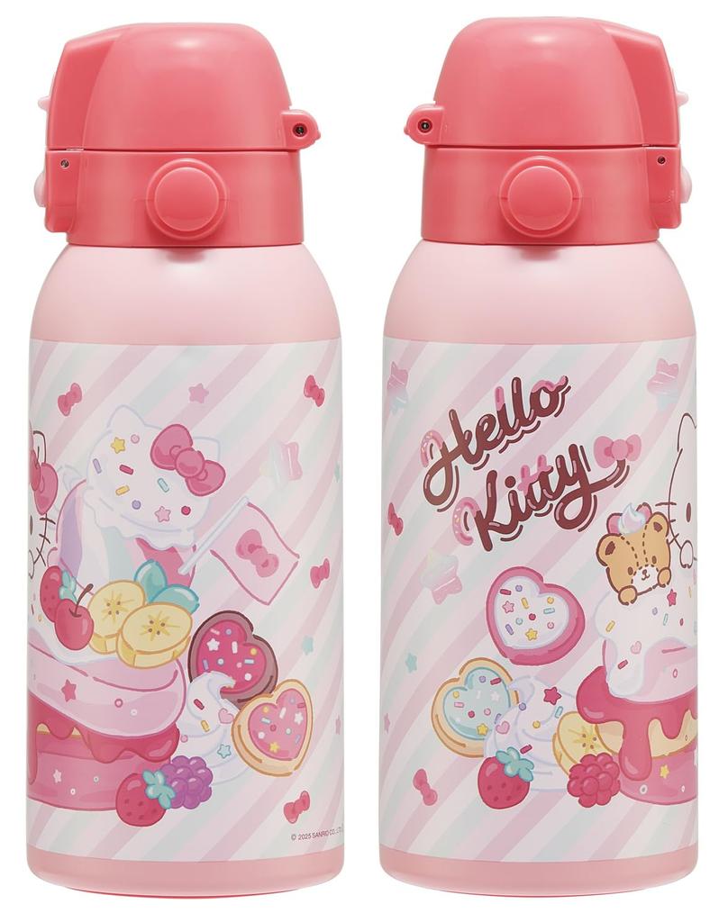 Skater Water Direct Sanrio Hello Kitty Fancy Snacks Stainless Sports Water Children's Bottle, 600ml, Drinking, & Weets, Girls', Insulated, Steel,