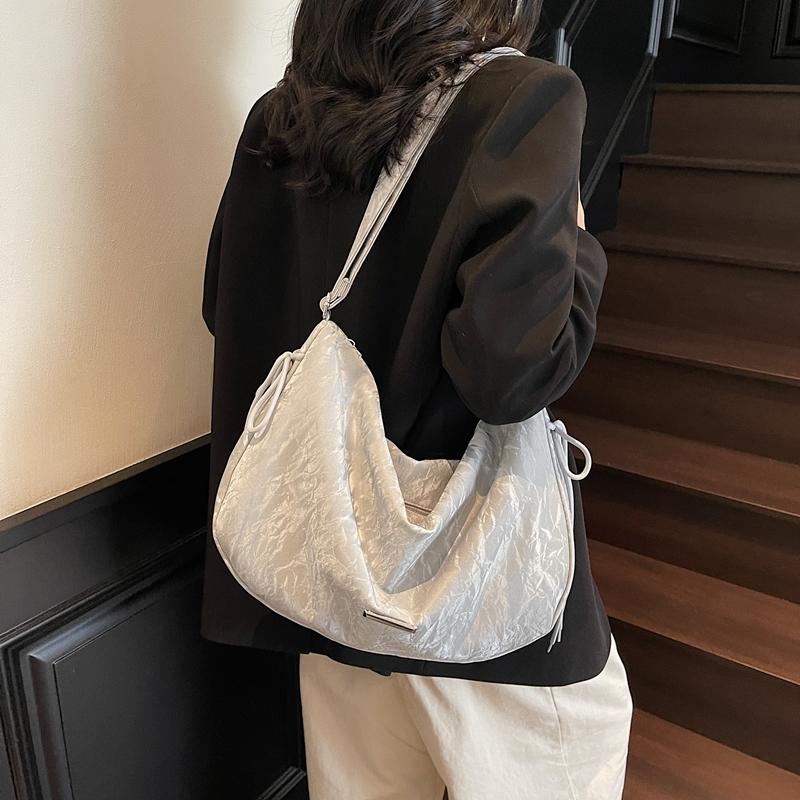Large Capacity Bag Women's Solid Color Shoulder Crossbody Bag Student Class Commuter Hobo Bag