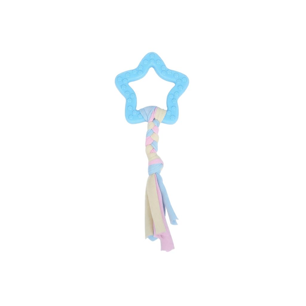Rubber Star Shape Dog Toy with Rope for Teething and Interactive Play