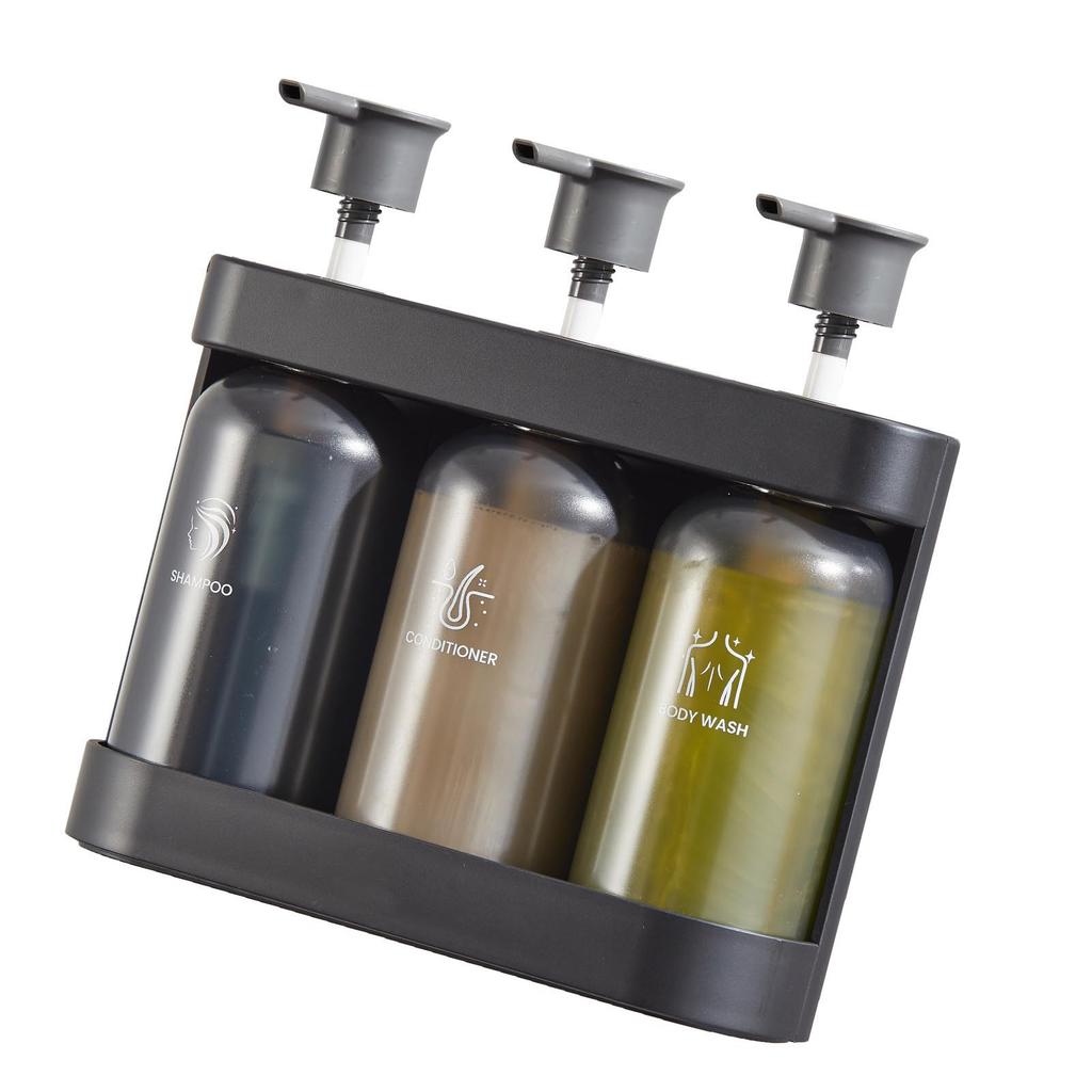 Shower Soap Dispenser Wall Mounted Shower Dispenser 3 Chamber Shampoo Conditioner Body Wash Dispenser for Bathroom