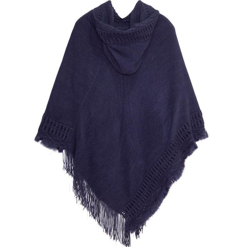 SHANGY2023 Solid Color Women's Fashion Hooded Shawl Cape