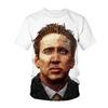 T-shirt Grafica Divertente Nicolas Cage Faccia Taglie Forti per Uomo Magliette Stampa 3D Umorismo Divertente Moda Top Cool Abbigliamento Donna