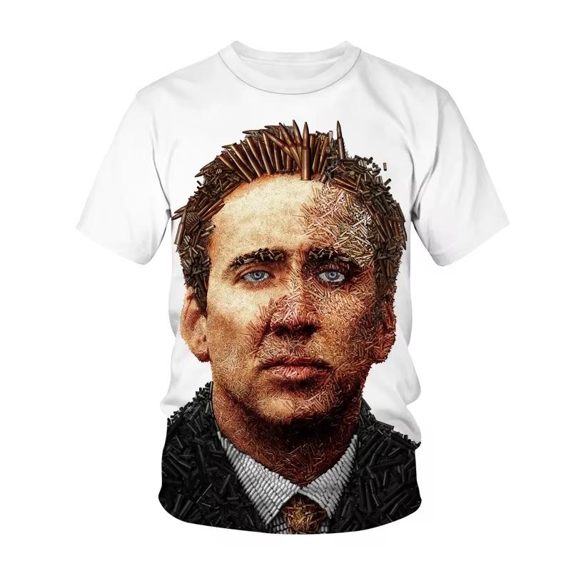 T-shirt Grafica Divertente Nicolas Cage Faccia Taglie Forti per Uomo Magliette Stampa 3D Umorismo Divertente Moda Top Cool Abbigliamento Donna
