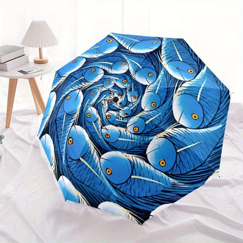 

1pc Blue ocean Automatic Open 8-Rib Windproof Umbrella, Travel & Commuting, Suitable for All Seasons
