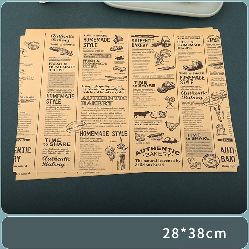 28x38cm Multifunktionale Haushaltsablage Spezielles Papier Kommerzielles Ölbeständiges Pad Papier Cartoon Muster Sandwichverpackung Burger Brot Backblech Papier