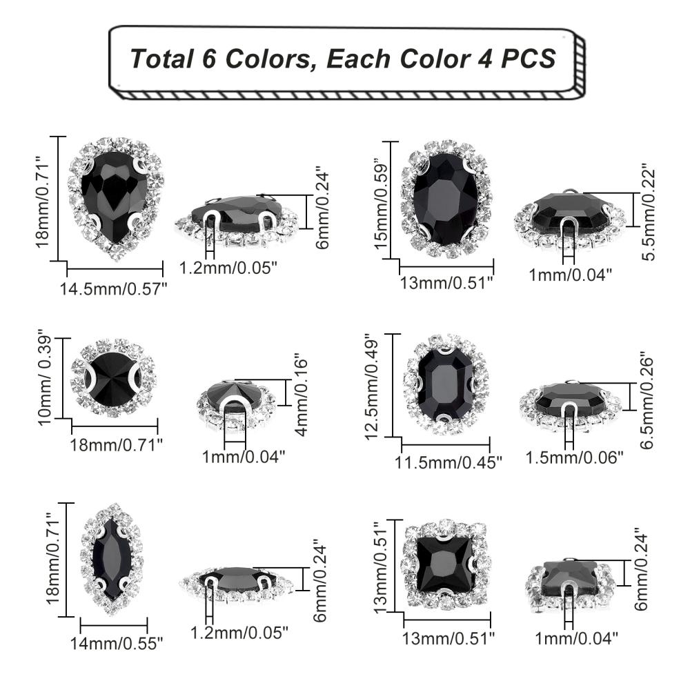 

94 шт. остроконечных стразов 6 размеров стеклянные стразы драгоценные камни прозрачные каплевидные хрустальные бусины украшения с серебром