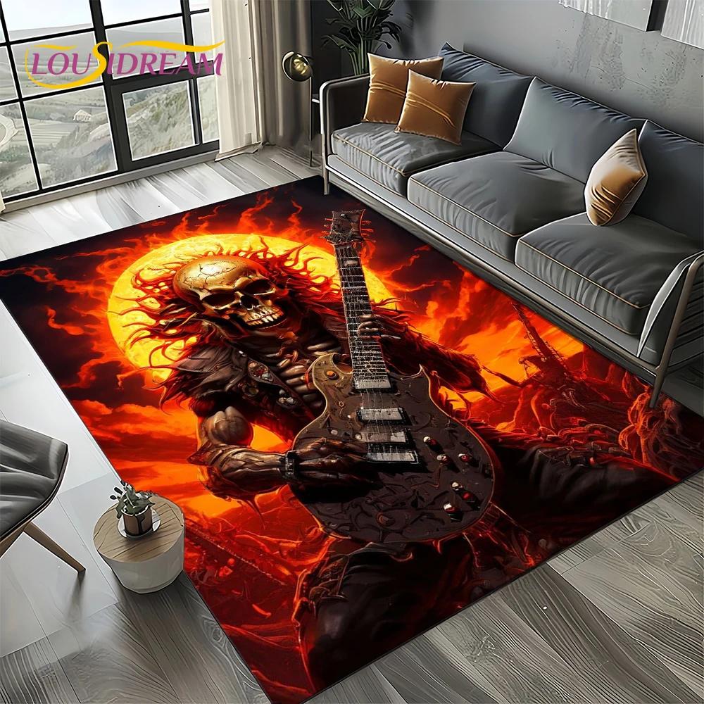 27 Style New Skull Electric Guitar Classical Guitar Carpet Rug for Living Room Bedroom Home Sofa,kid Area Rug Non-slip Floor Mat