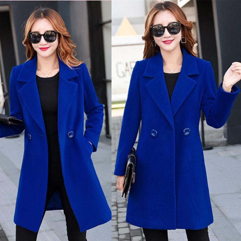 20 New Autumn and Winter Woolen Women's Coat Double-breasted Jacket Multi-color and Multi-size