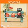 Cute Black Cat Sitting On Bench Watering Flowers Desktop Figurine With Planting Scene For Office Decor And Gift