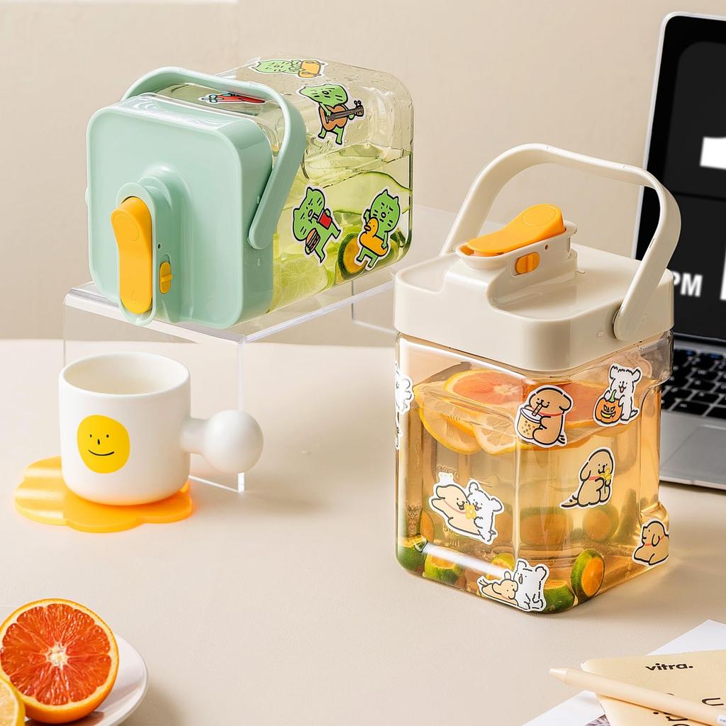 2.3/3.5l Refrigerator Cold Water Bottle With Faucet Large Iced Beverage Dispenser Beverage Juice Dispenser Kitchen Drinkware