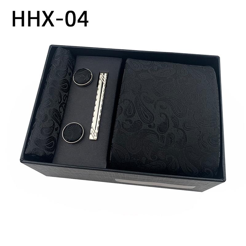 Paisley Men'S Tie Square Cuff Tie Clip Gift Box Set Business Casual Tie Black Gift Box