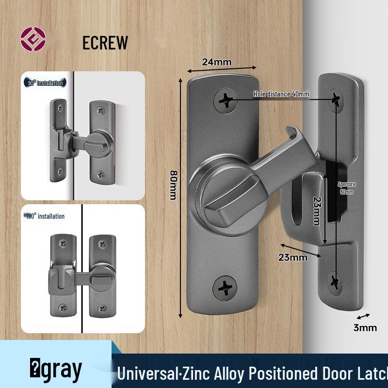 Black Stainless Steel 90° Door Latch Bolt for Home or Pet Doors