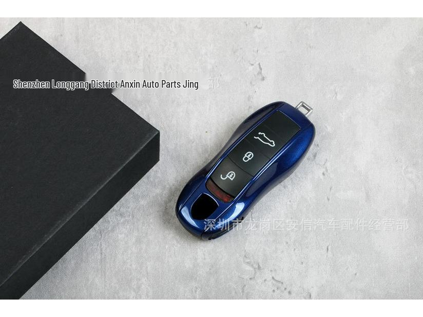 Key Shell for Porsche In Gentian Blue: Fits Cayenne, Macan, 718, Panamera, 911