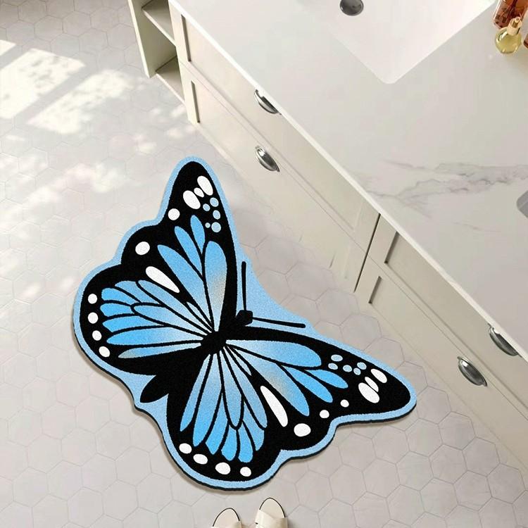 

National Wind Butterfly Diatom Mud Toilet Cushion Bathroom Sink Moisture-wicking Foot Rug Toilet Entry Quick Dry Floor Cushion 40 * 60CM