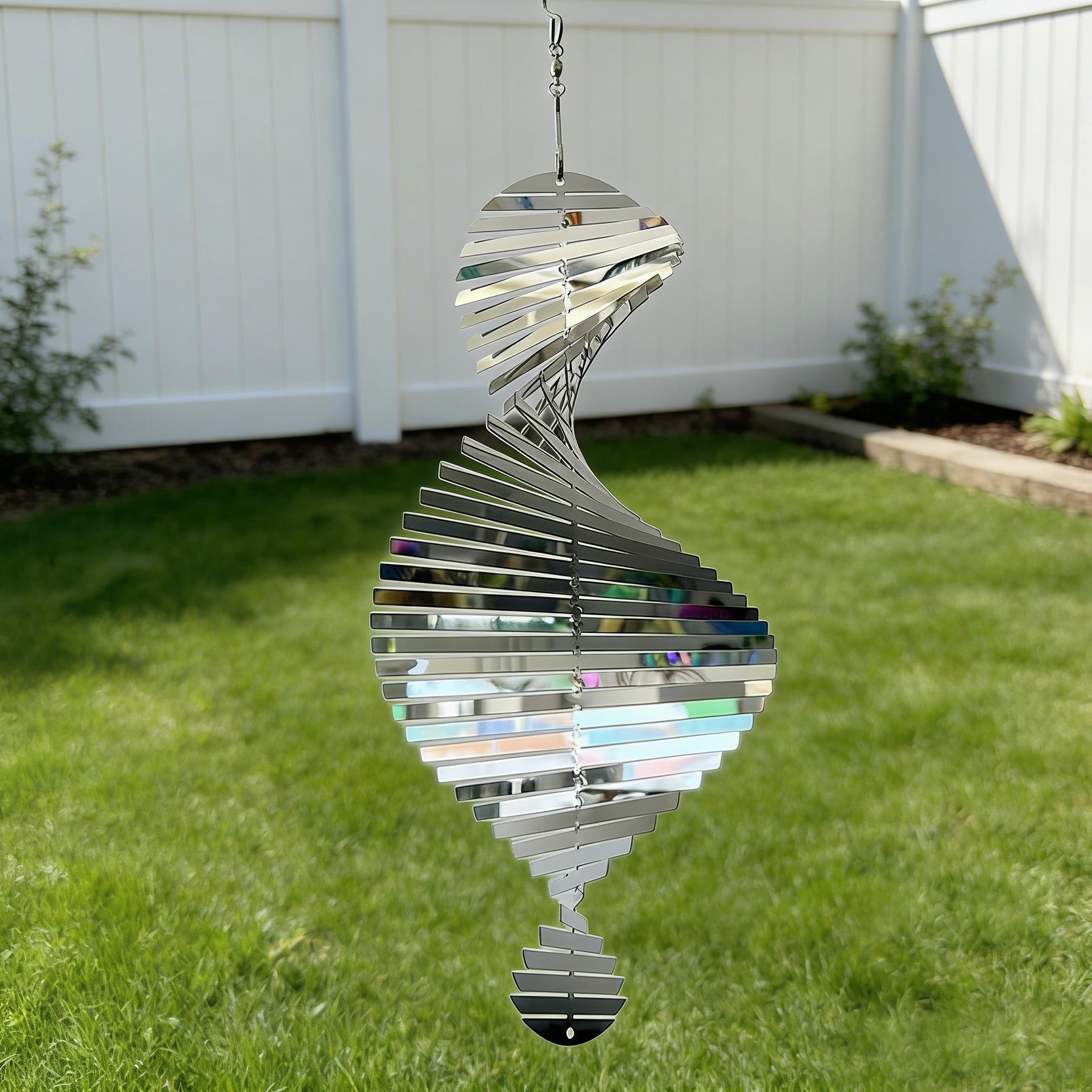 

Repellent Wind Spinner Metal Wind Chime Stainless Steel Bird Deterrent Wind Spinner For Outdoor Garden Decor 3d Spiral For Yard