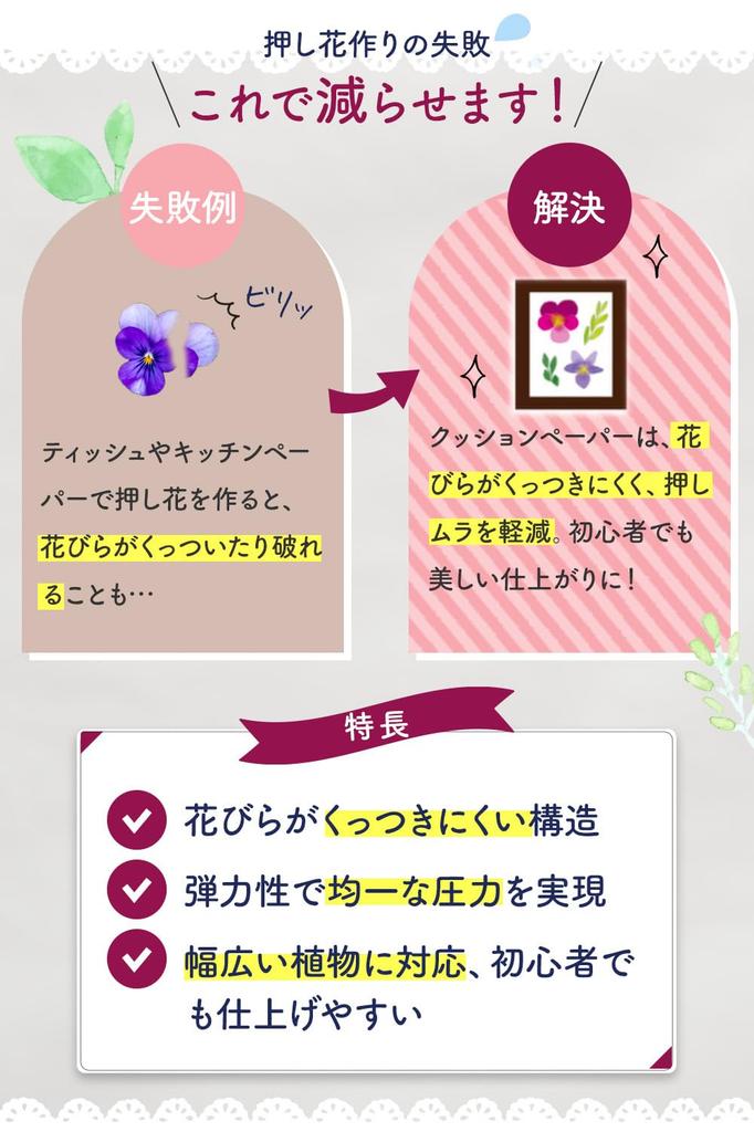Yumeiro Kaden Pressed Flower Kit Pressed Flower Drying Sheet Set included for Craft materials 6 drying sheets 10 cushion papers Contains calcium