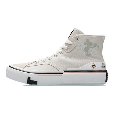 Li Ning We Wo Canvas Hi Comfortable Versatile Non-Slip Wear-Resistant Balanced Lightweight Breathable High-Top Skate Shoes Women Skate Shoes AECR008-2