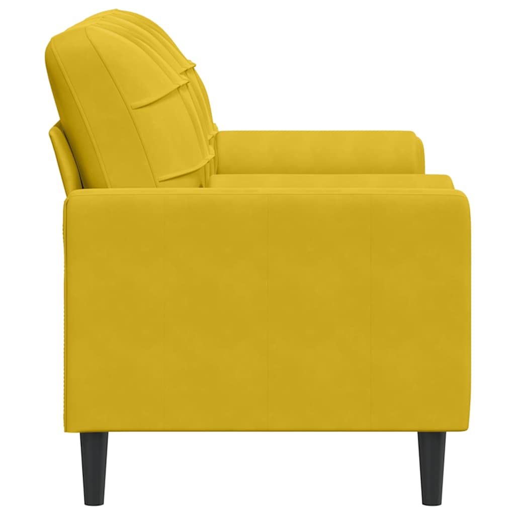 2 Seater Sofa with Decorative Cushions Yellow 140 cm Velvet