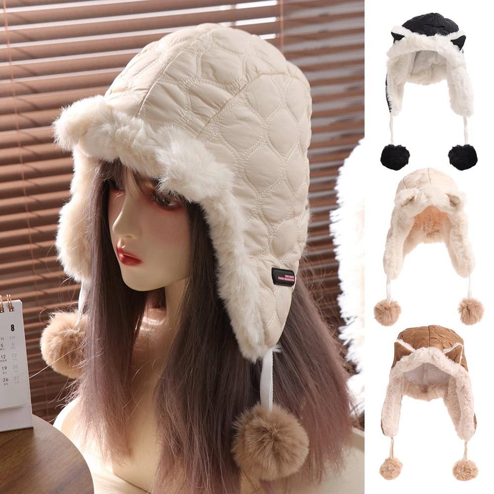 Keep Warm Plush Beanie Hat Windproof Ear Protection Hat Soft Cat Ear Pullover Hat Girls