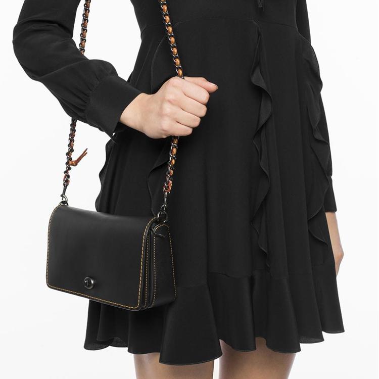 COACH Dinky Leather Crossbody Bag, Shoulder Bag Women's Black 55149-BPBLK