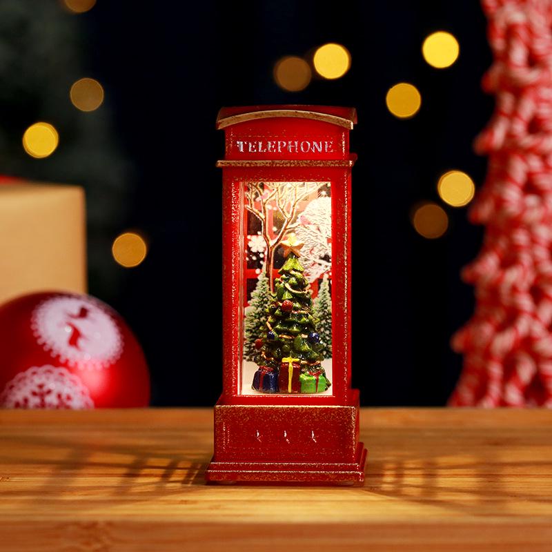 Light-Up Santa Claus Phone Booth Christmas Lantern Ornament