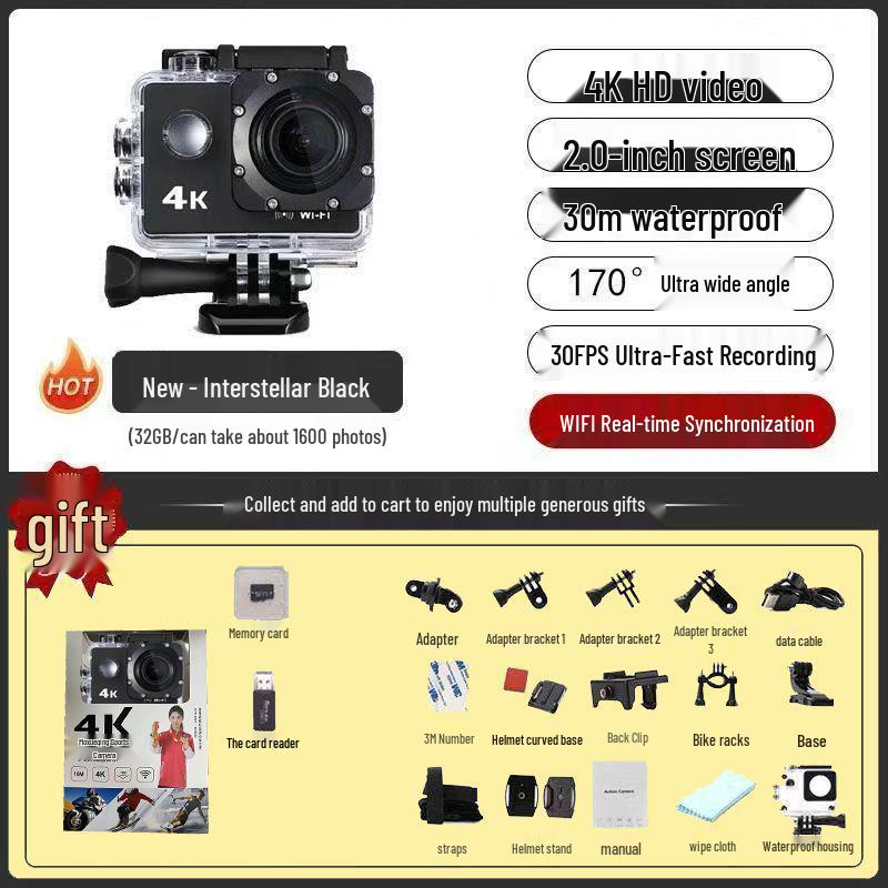 4K Waterproof 360° Panoramic Action Camera for Motorcycle & Fishing