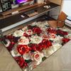 Roses Flowers Crystal Velvet Office chair mat Area Rug - Non-Slip, Floor Mat, Office Desk Chair Rugs,Christmas Gift-1106228