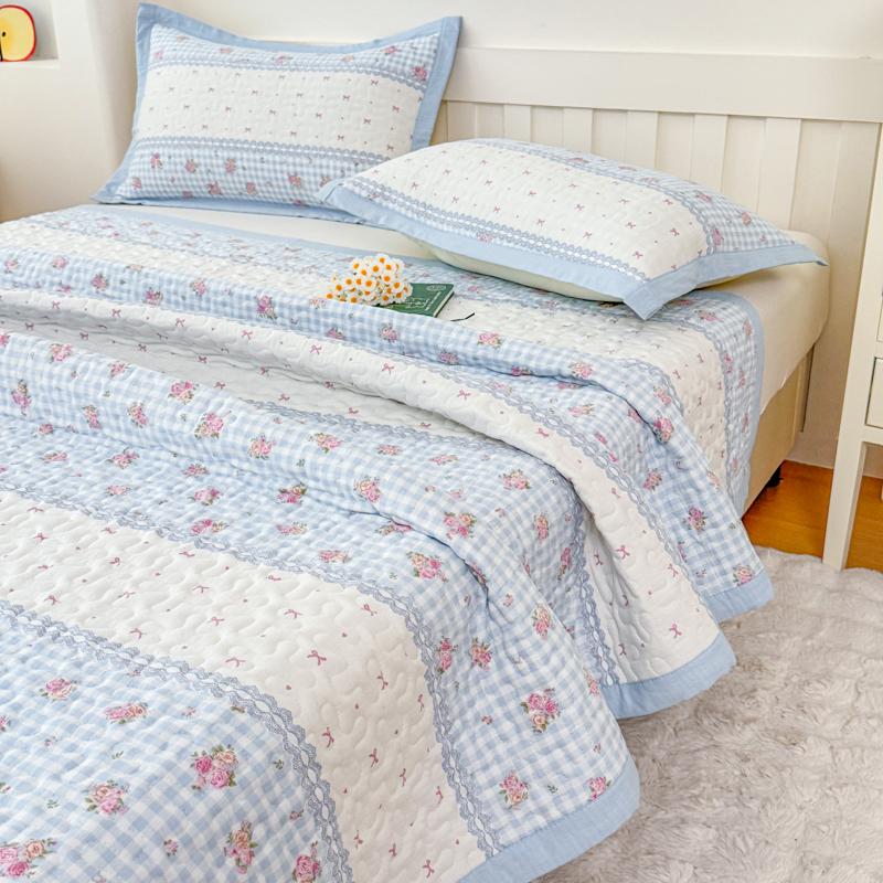 1Pc Purple Flower Quilted Bedspreads For Bed Thick Patchwork Blanket Single/Queen/King Floral Style Quilted Duvet Soft Bedspread