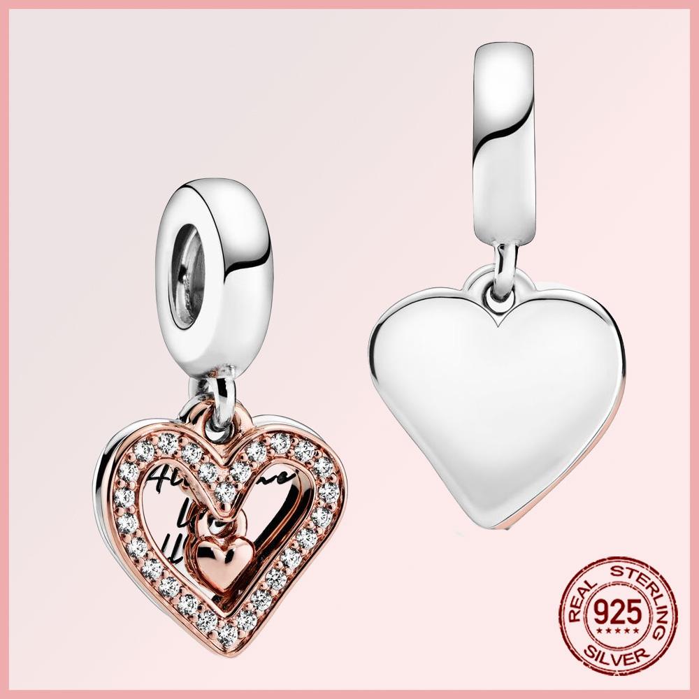 Funkelnde Familie Herz Engelsflügel Pavé Kupfer Anhänger Charms Passen Original Armband Perlen Schmuck Geschenk DIY