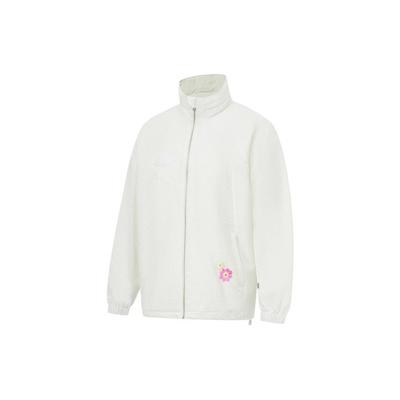 Li Ning Floral Stand Collar Loose Jacket Unisex Jacket White AFDT149-1